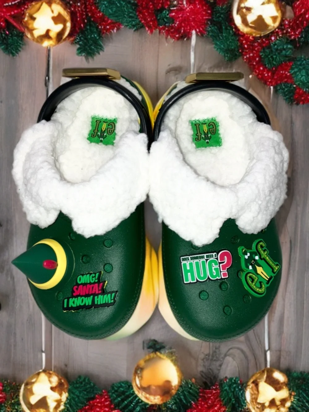 Crocs Kids Elf Classic Lined Clog Slippers Christmas Warm Cozy Kids Size 11 NWOT